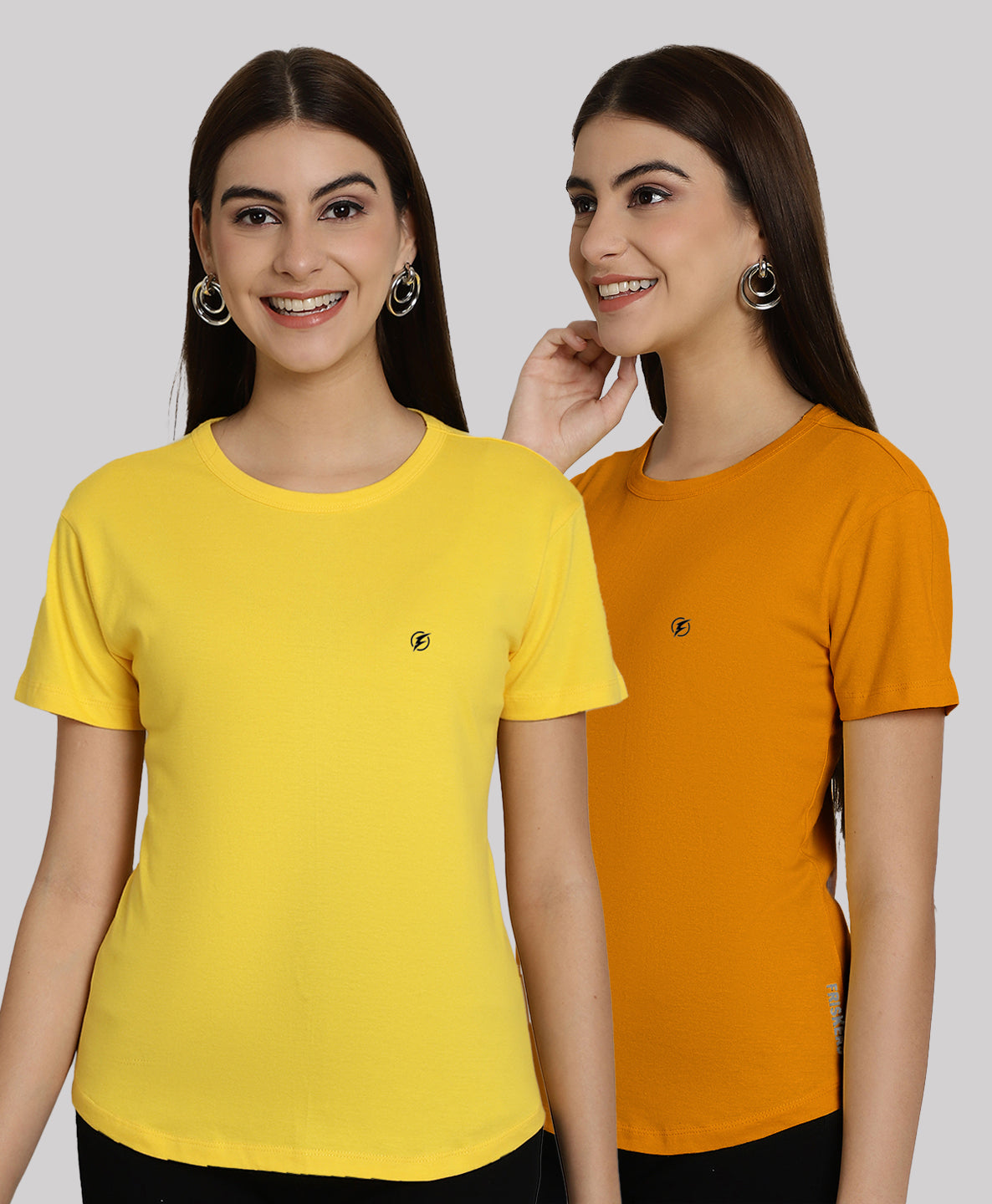 Friskers Pack Of 2 Solid Round Neck Half Sleeves T-Shirt - Friskers