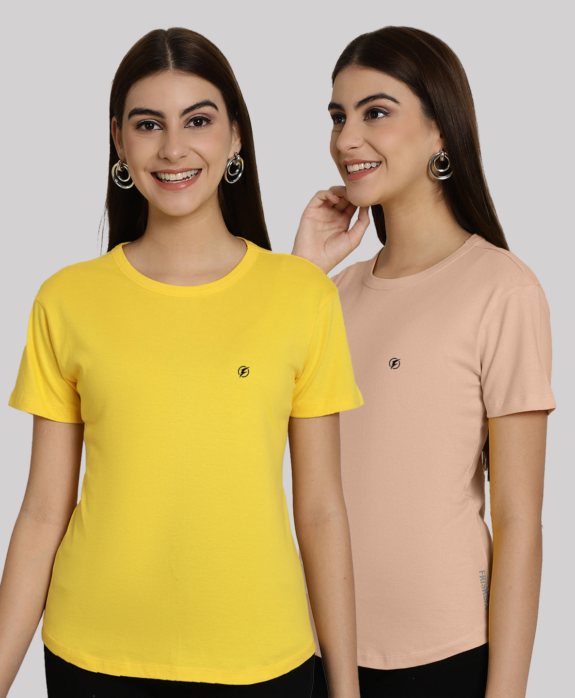 Friskers Pack Of 2 Solid Round Neck Half Sleeves T-Shirt - Friskers