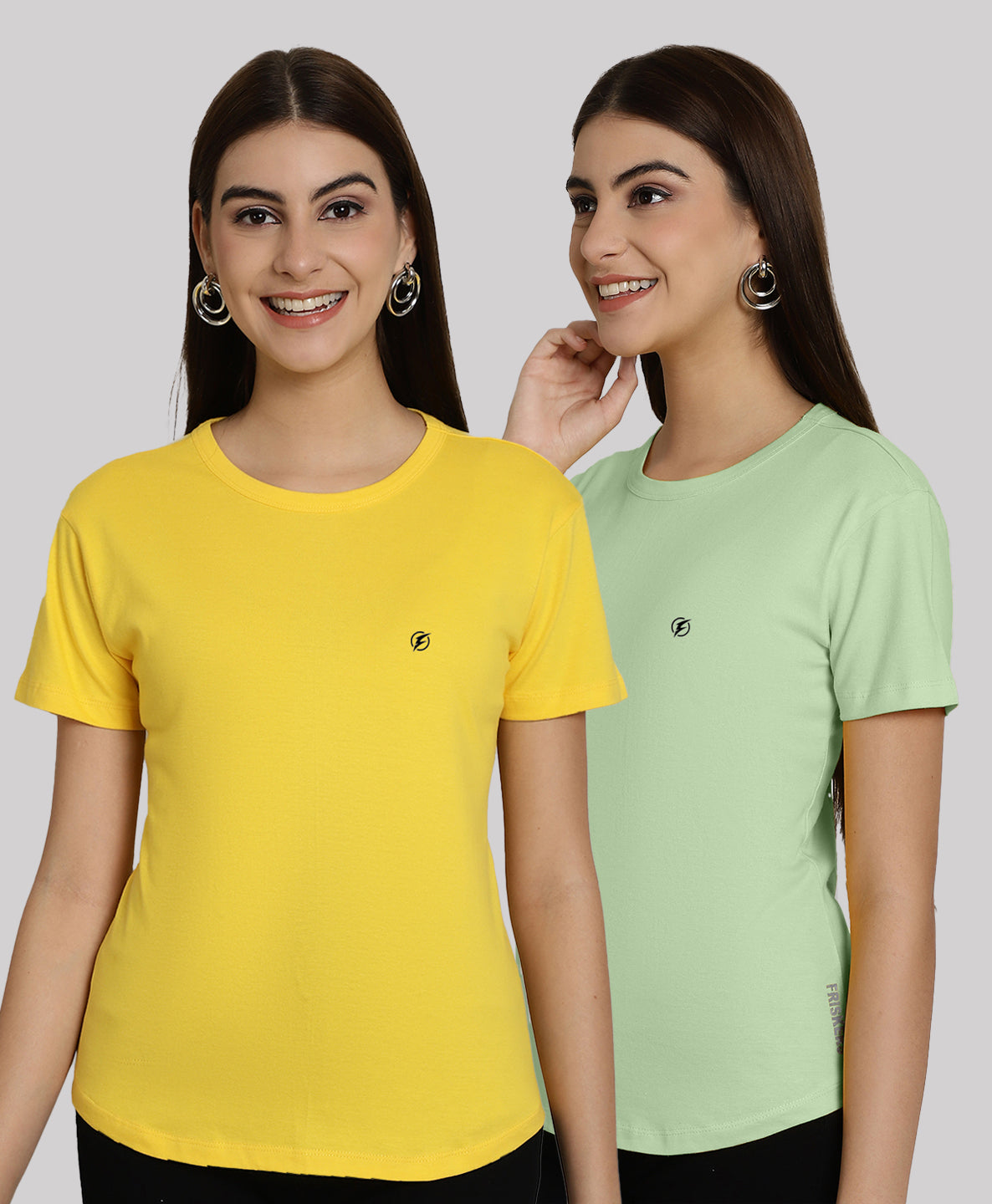 Friskers Pack Of 2 Solid Round Neck Half Sleeves T-Shirt - Friskers