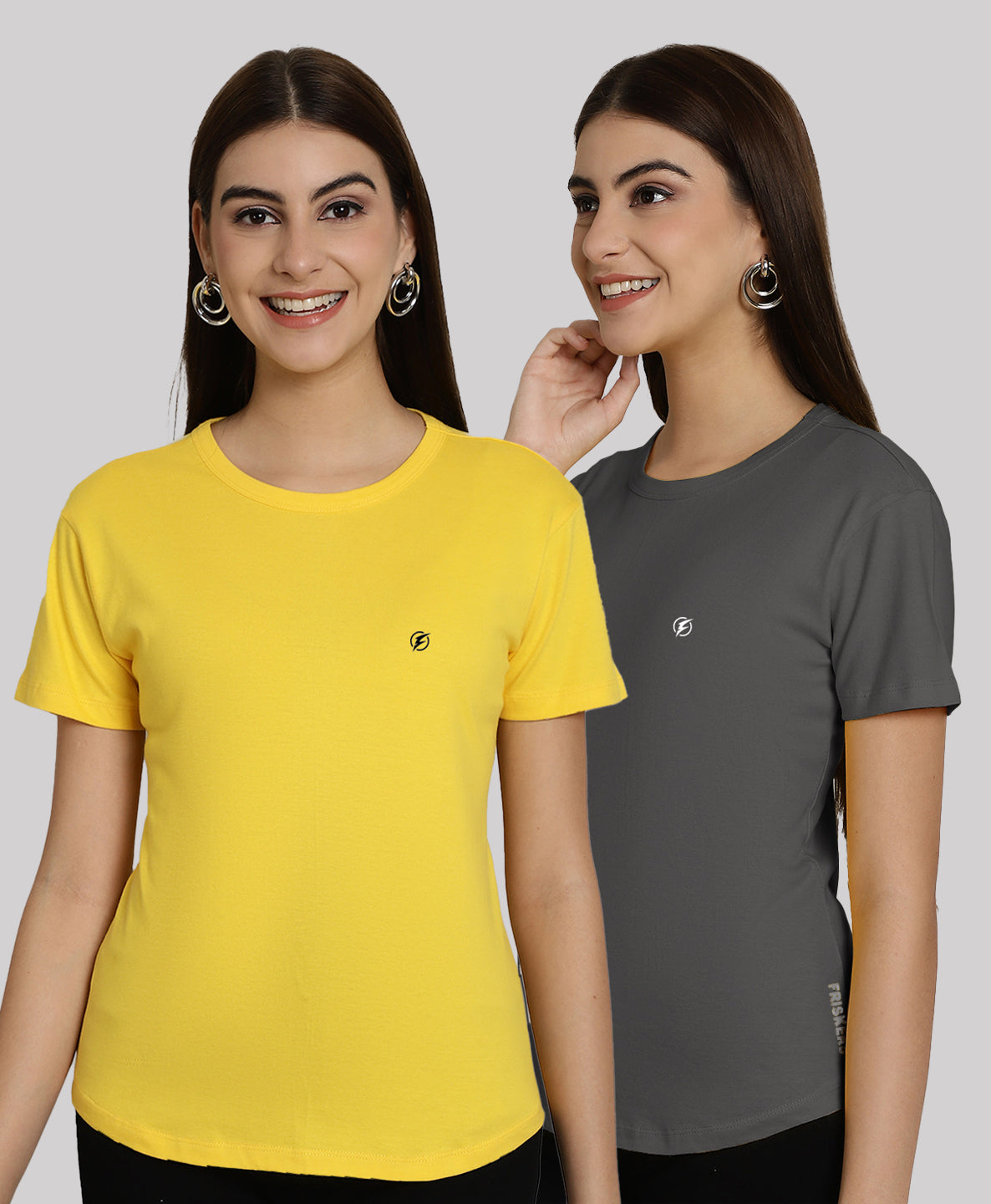 Friskers Pack Of 2 Solid Round Neck Half Sleeves T-Shirt - Friskers