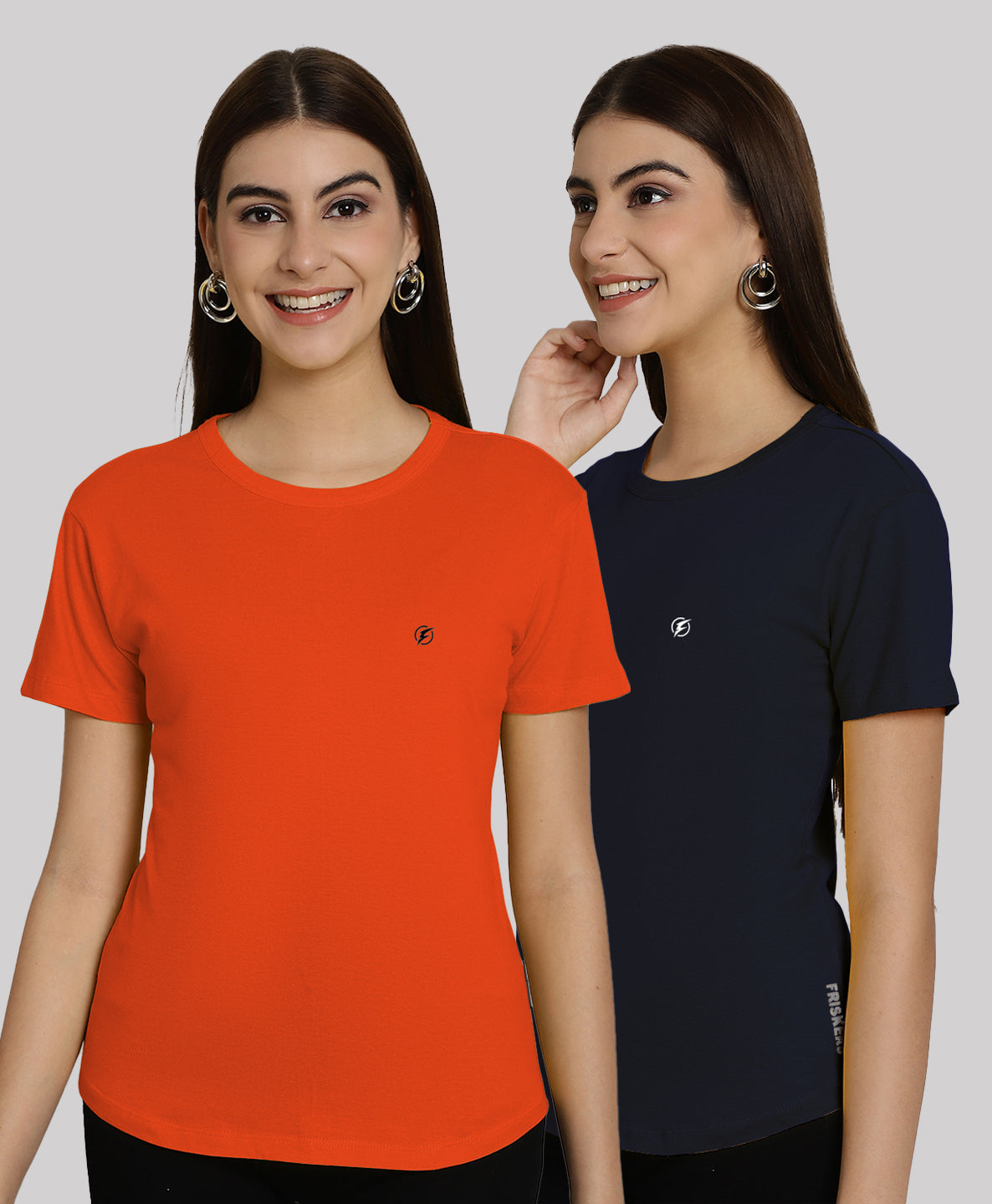 Friskers Pack Of 2 Solid Round Neck Half Sleeves T-Shirt - Friskers