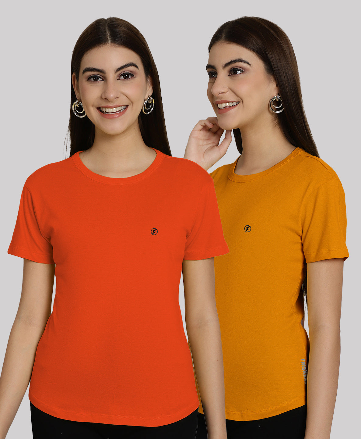 Friskers Pack Of 2 Solid Round Neck Half Sleeves T-Shirt - Friskers