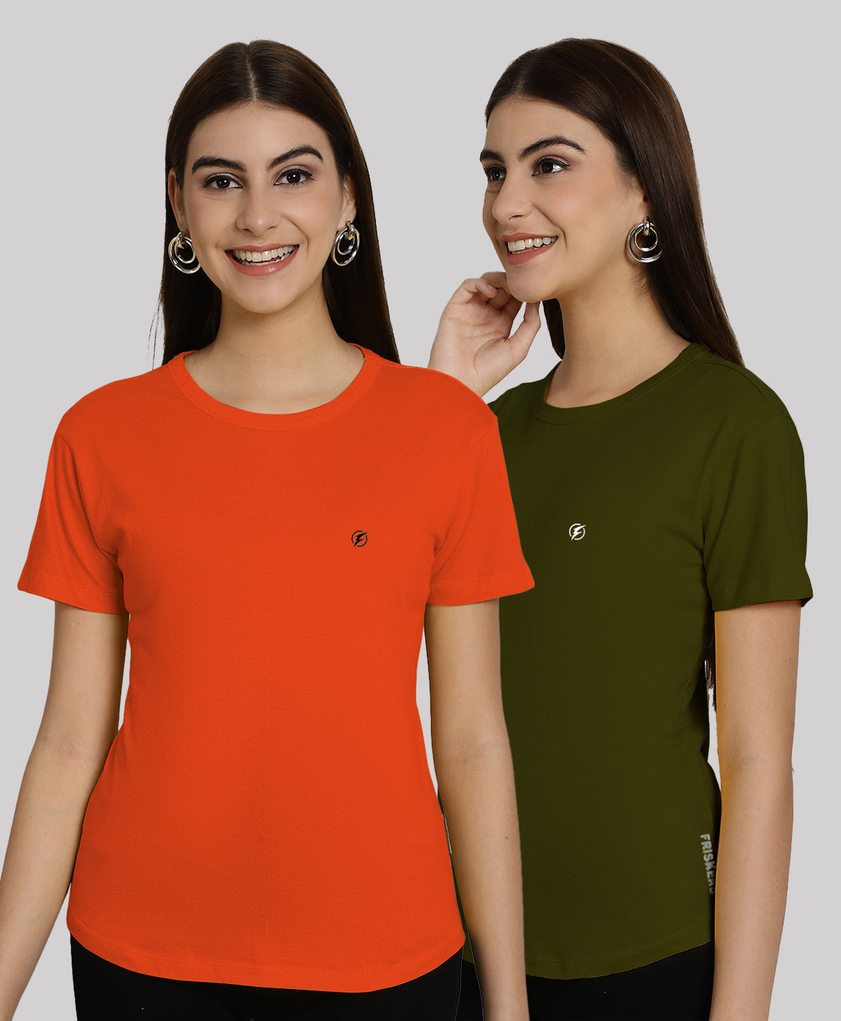 Friskers Pack Of 2 Solid Round Neck Half Sleeves T-Shirt - Friskers