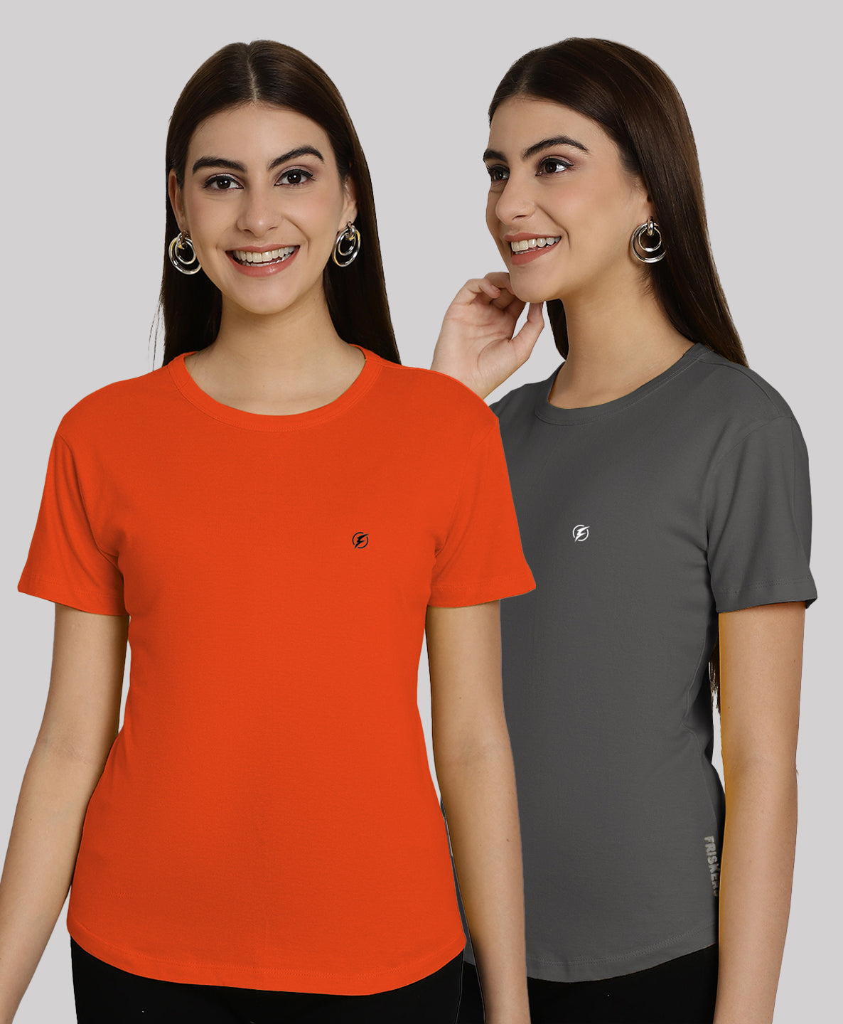 Friskers Pack Of 2 Solid Round Neck Half Sleeves T-Shirt - Friskers