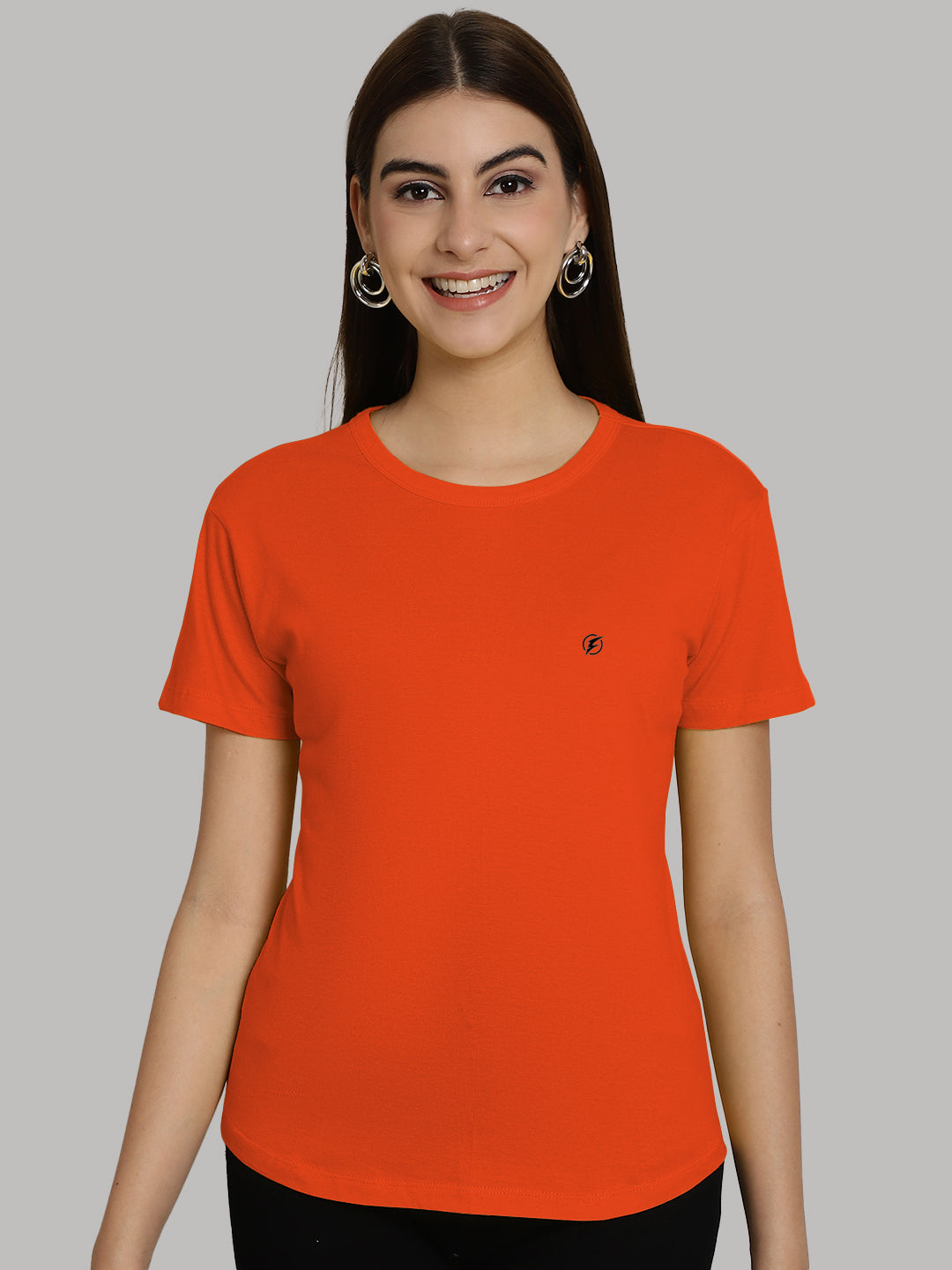 Friskers Solid Women Round Neck Half Sleeves T-Shirt - Friskers