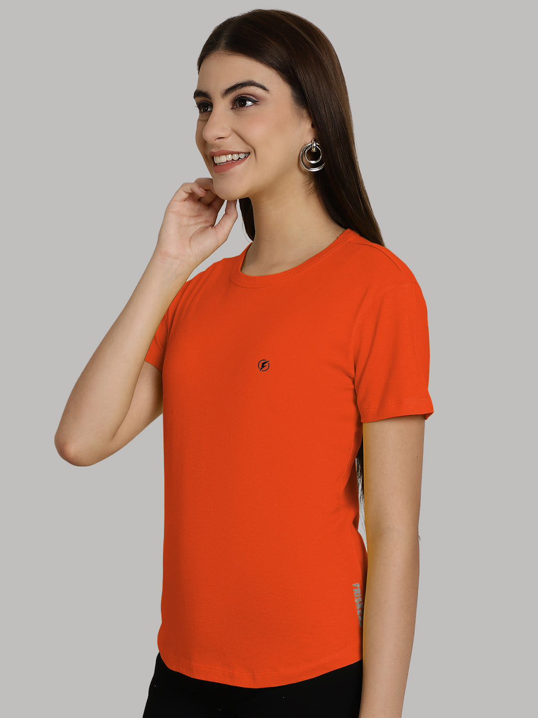 Friskers Solid Women Round Neck Half Sleeves T-Shirt - Friskers