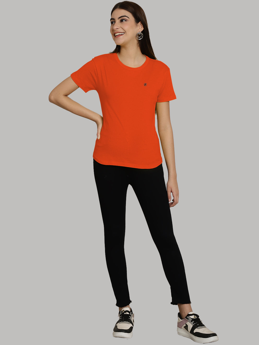 Friskers Solid Women Round Neck Half Sleeves T-Shirt - Friskers