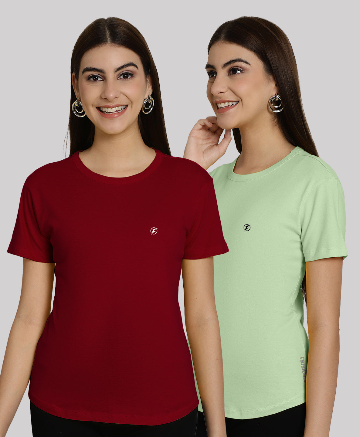 Friskers Pack Of 2 Solid Round Neck Half Sleeves T-Shirt - Friskers