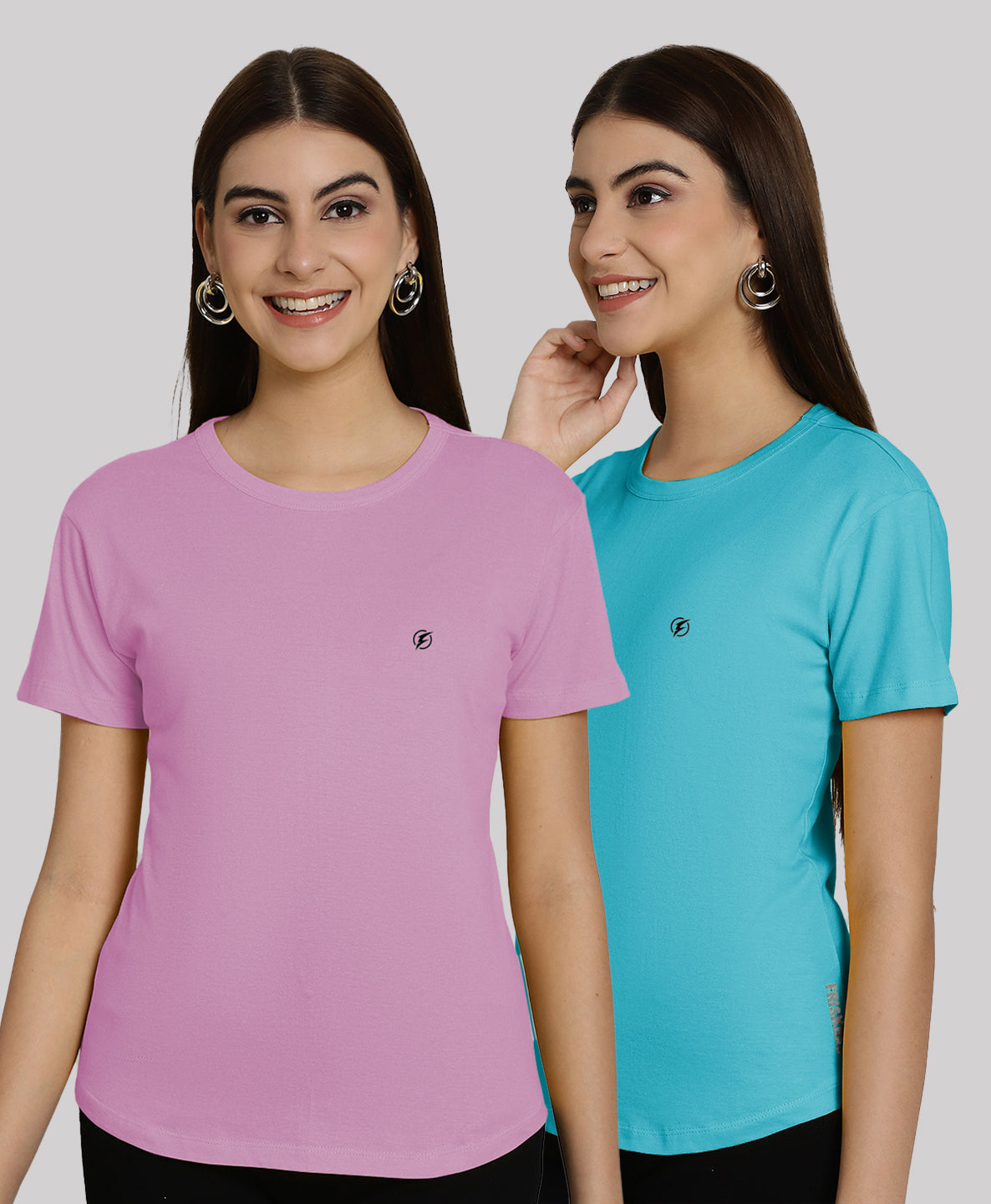 Friskers Pack Of 2 Solid Round Neck Half Sleeves T-Shirt - Friskers