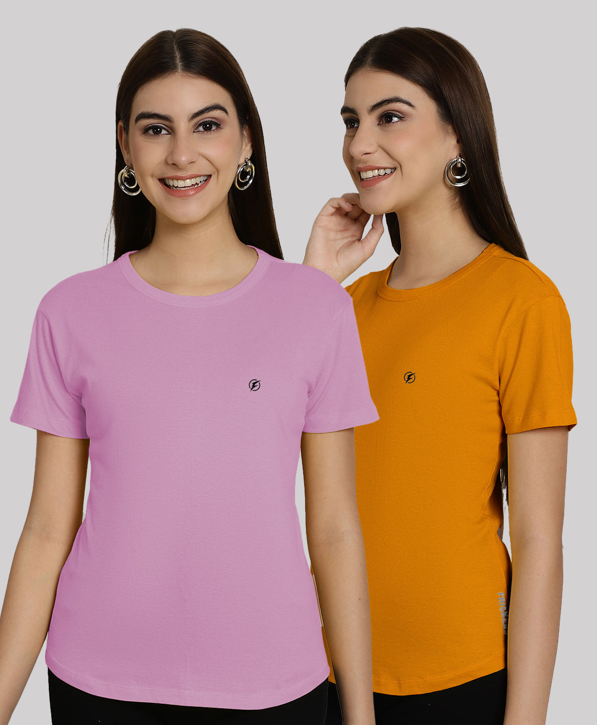 Friskers Pack Of 2 Solid Round Neck Half Sleeves T-Shirt - Friskers