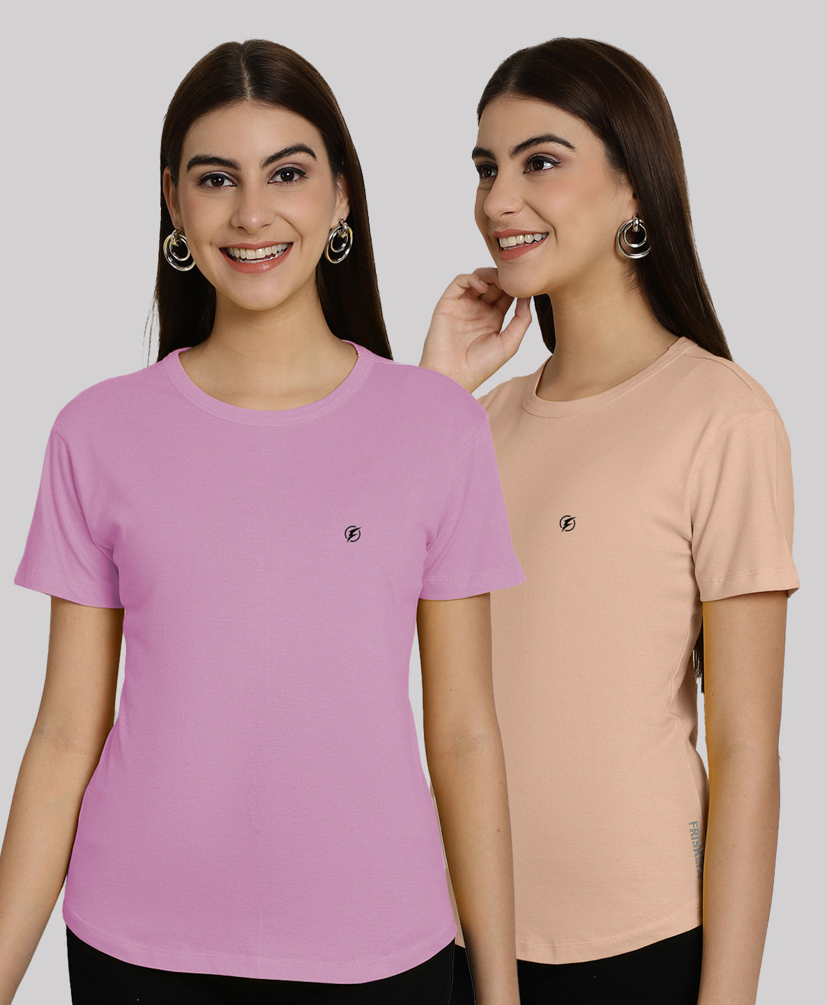 Friskers Pack Of 2 Solid Round Neck Half Sleeves T-Shirt - Friskers