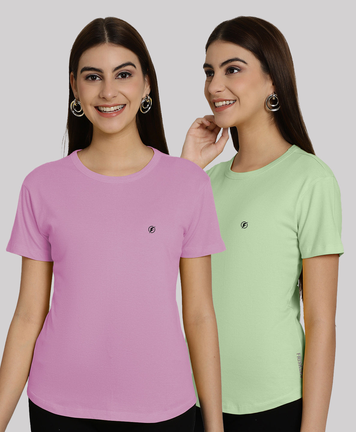 Friskers Pack Of 2 Solid Round Neck Half Sleeves T-Shirt - Friskers