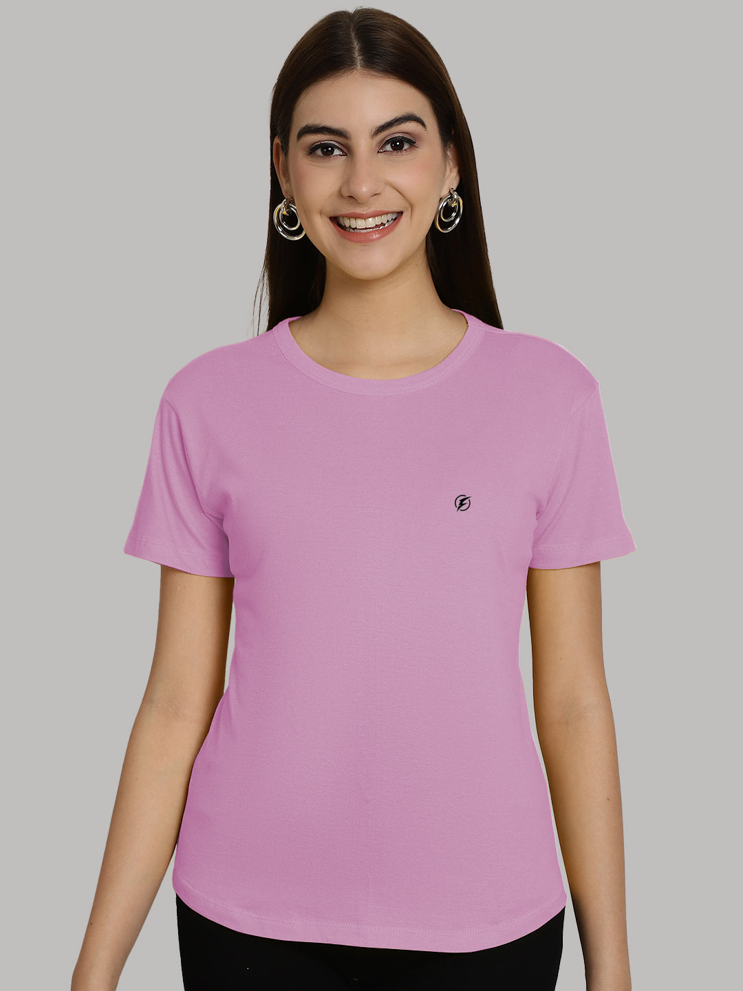 Friskers Solid Women Round Neck Half Sleeves T-Shirt - Friskers