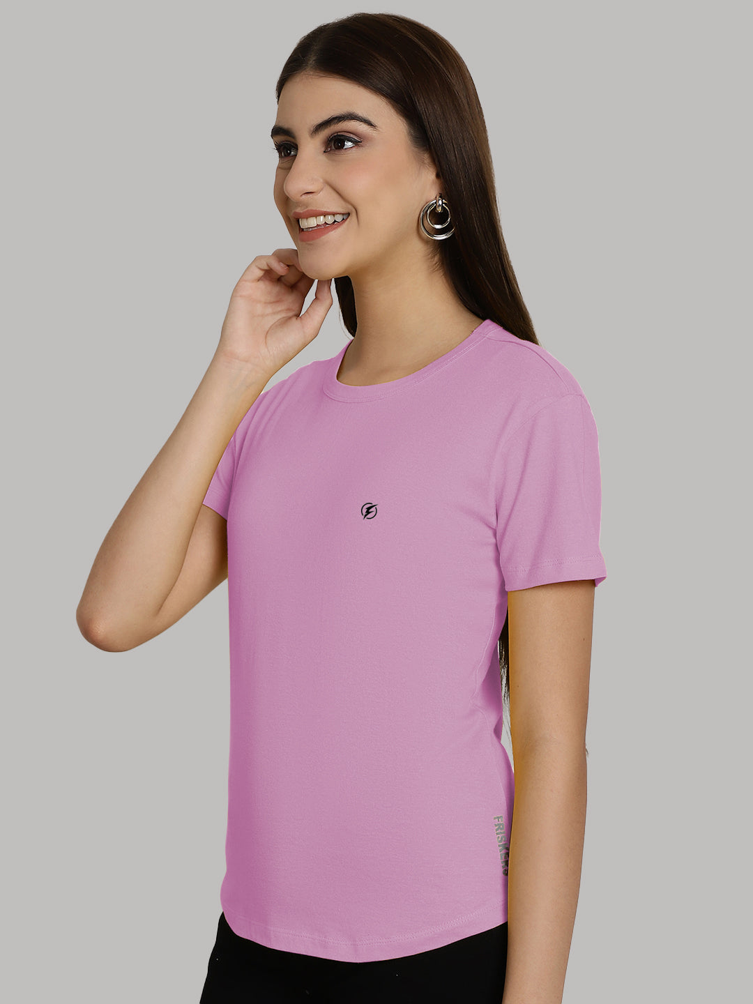 Friskers Solid Women Round Neck Half Sleeves T-Shirt - Friskers