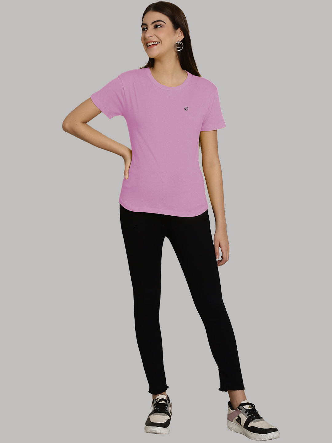 Friskers Solid Women Round Neck Half Sleeves T-Shirt - Friskers