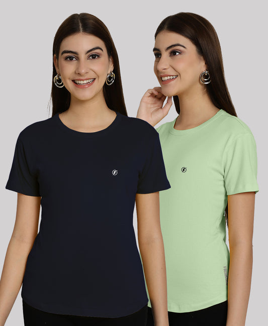 Friskers Pack Of 2 Solid Round Neck Half Sleeves T-Shirt - Friskers