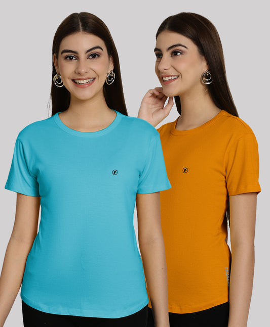 Friskers Pack Of 2 Solid Round Neck Half Sleeves T-Shirt - Friskers