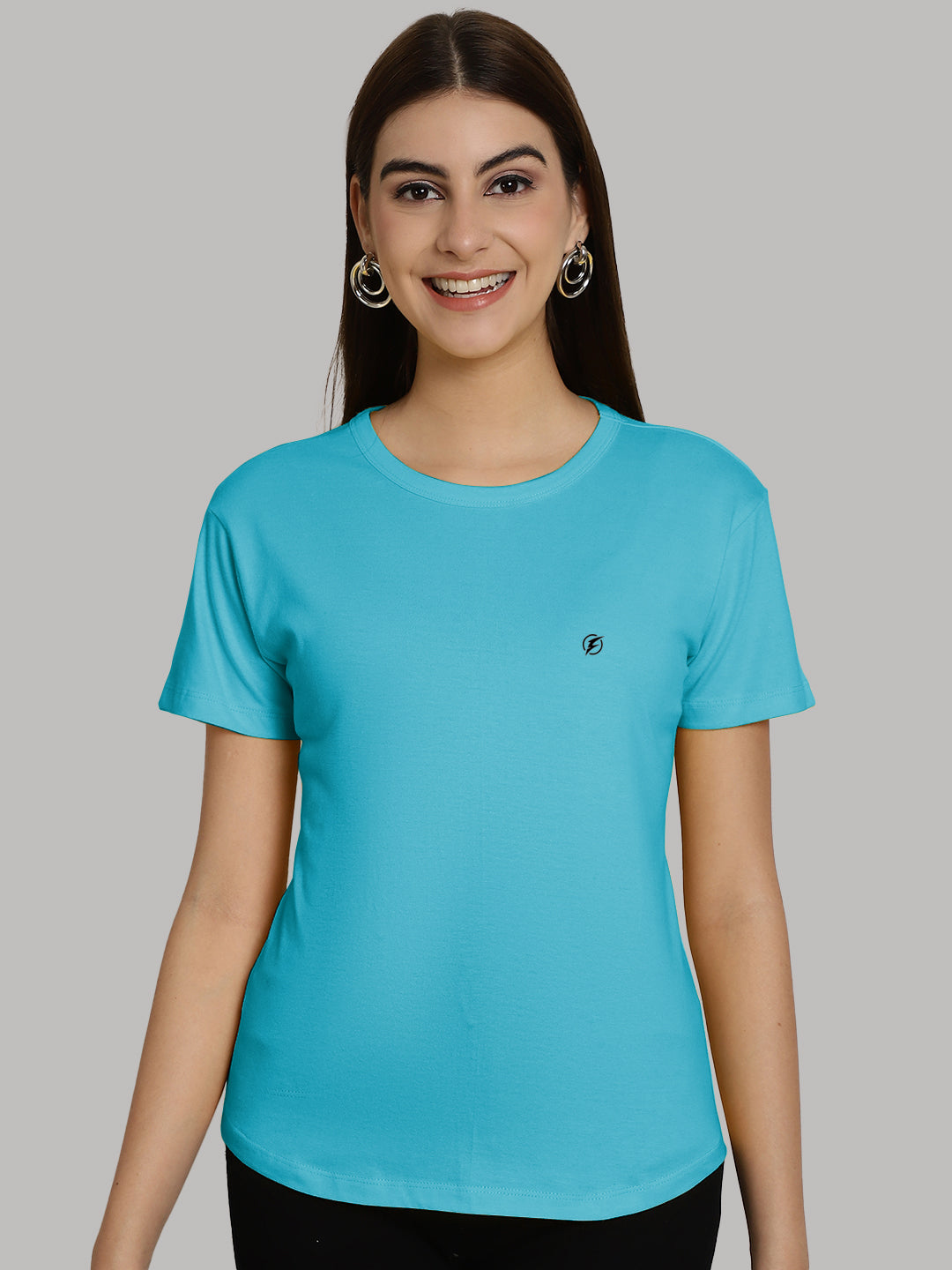 Friskers Solid Women Round Neck Half Sleeves T-Shirt - Friskers