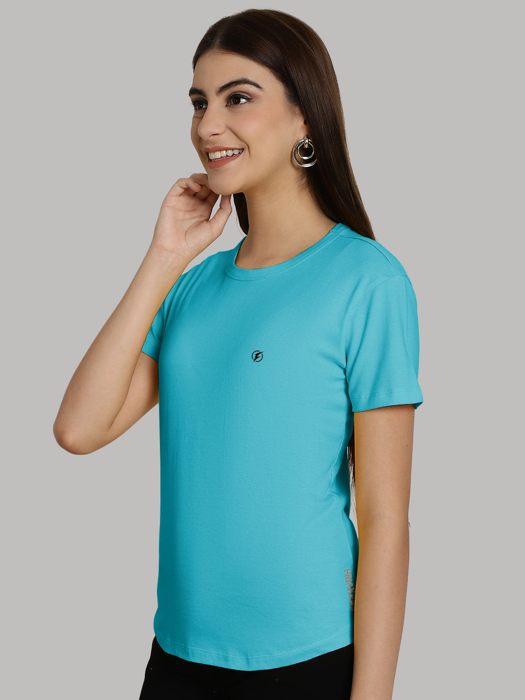 Friskers Solid Women Round Neck Half Sleeves T-Shirt - Friskers