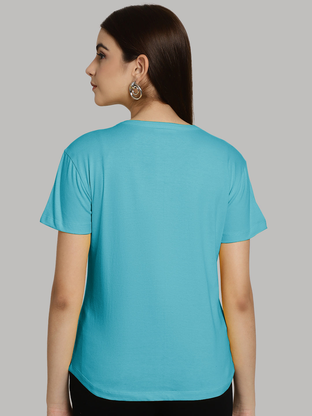 Friskers Solid Women Round Neck Half Sleeves T-Shirt - Friskers