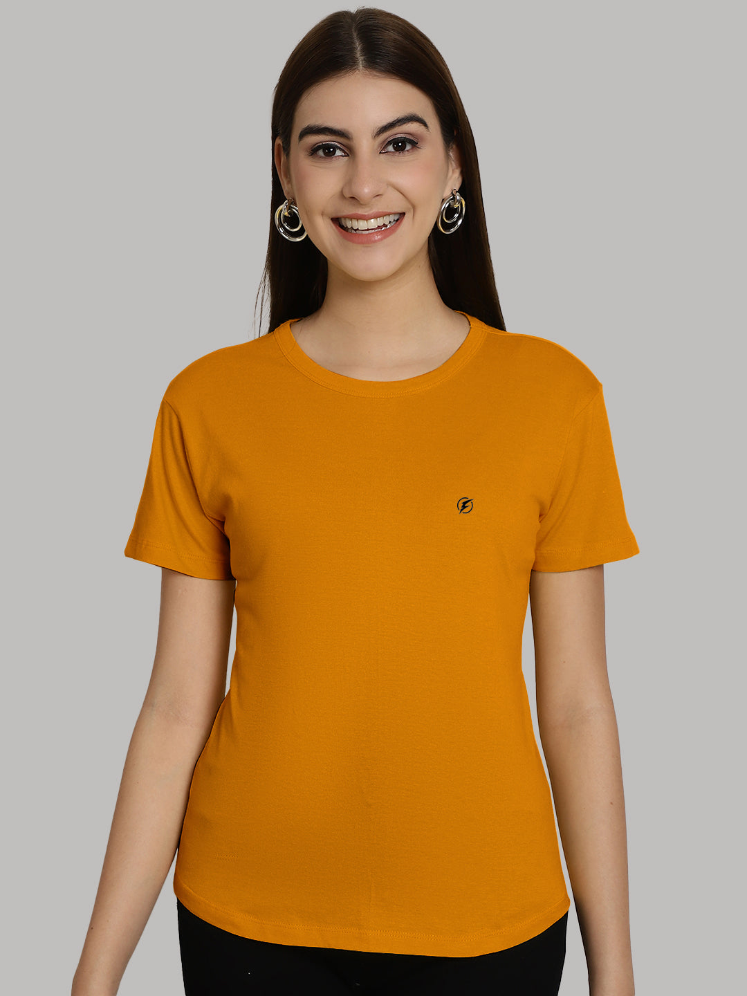 Friskers Solid Women Round Neck Half Sleeves T-Shirt - Friskers