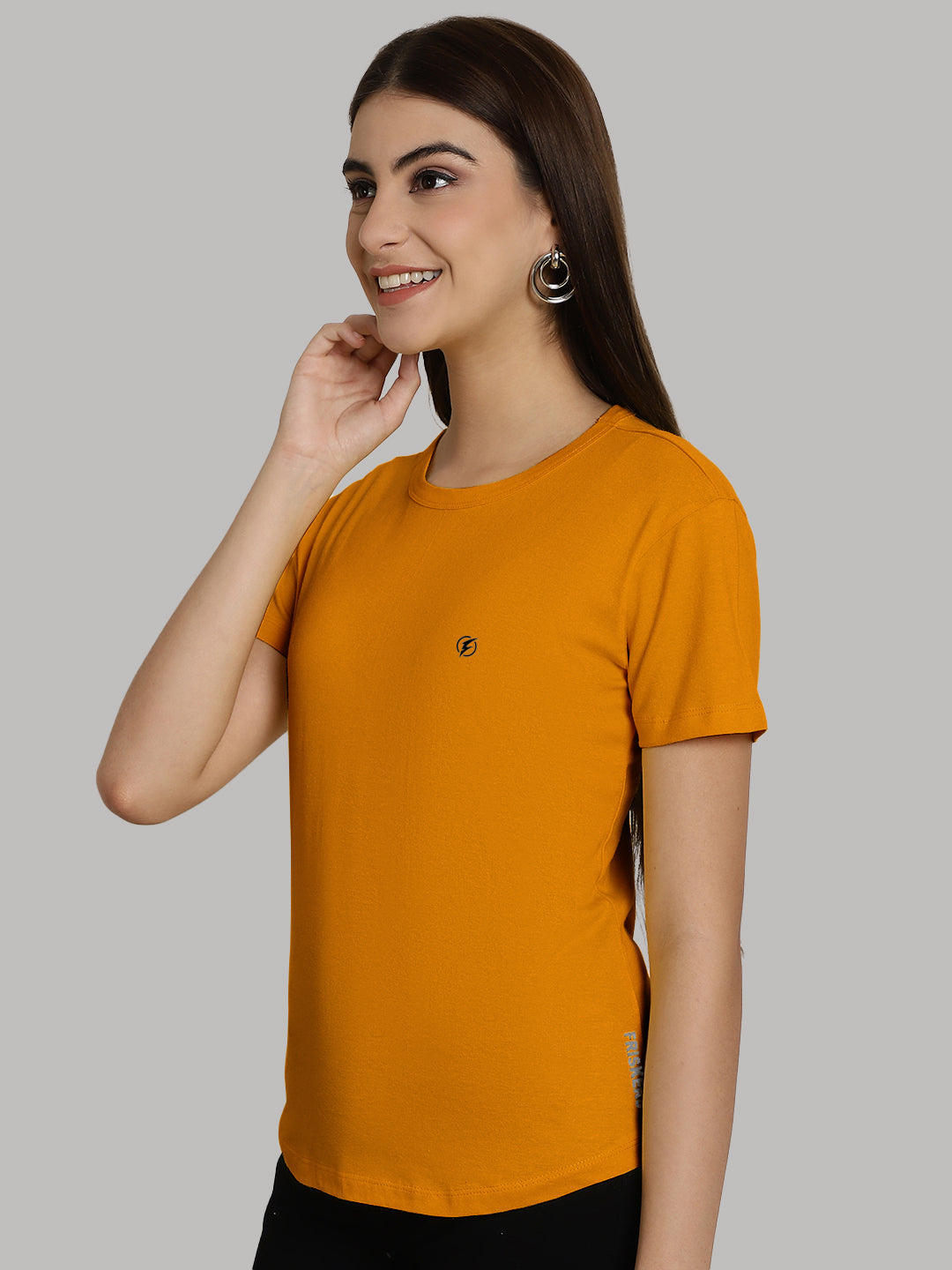 Friskers Solid Women Round Neck Half Sleeves T-Shirt - Friskers