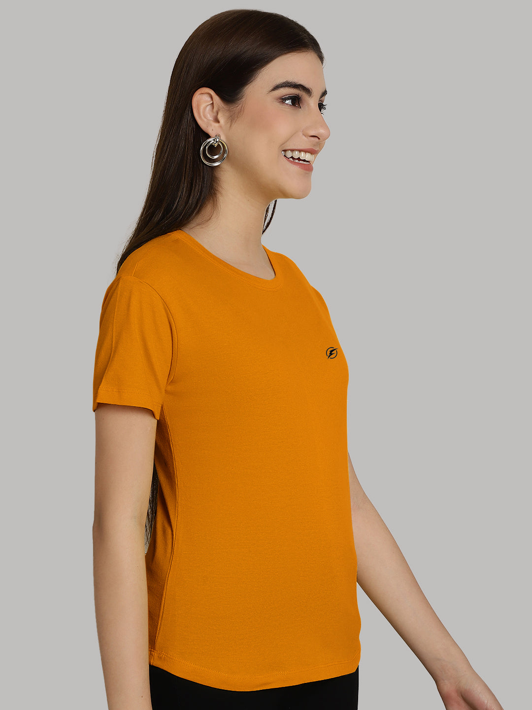 Friskers Solid Women Round Neck Half Sleeves T-Shirt - Friskers