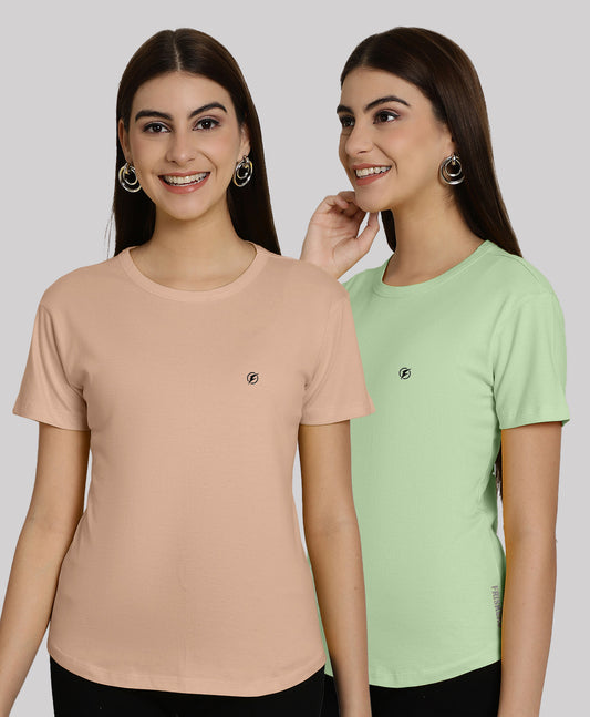 Friskers Pack Of 2 Solid Round Neck Half Sleeves T-Shirt - Friskers