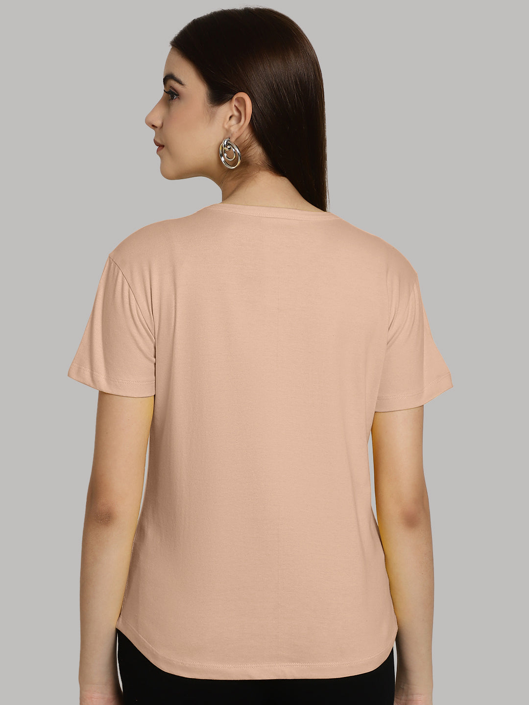 Friskers Solid Women Round Neck Half Sleeves T-Shirt - Friskers