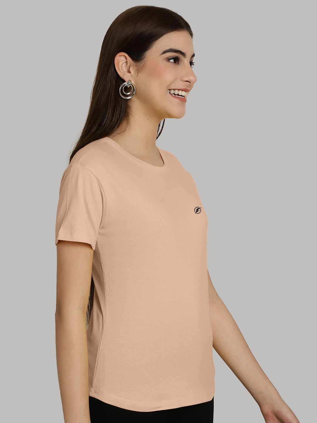 Friskers Solid Women Round Neck Half Sleeves T-Shirt - Friskers