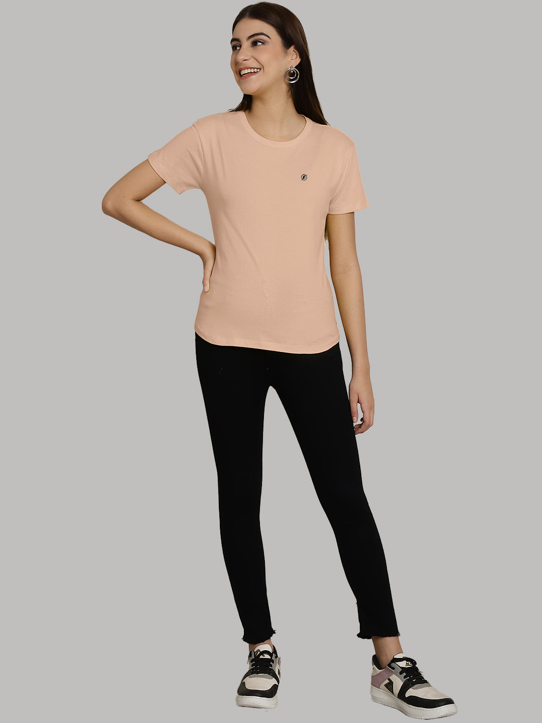 Friskers Solid Women Round Neck Half Sleeves T-Shirt - Friskers