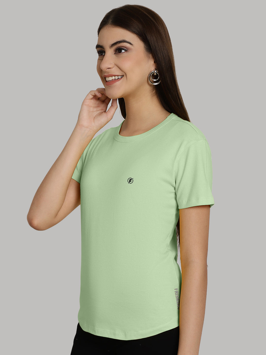 Friskers Solid Women Round Neck Half Sleeves T-Shirt - Friskers