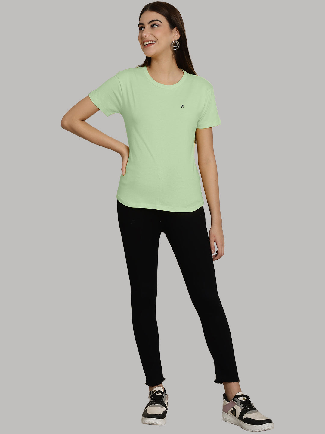 Friskers Solid Women Round Neck Half Sleeves T-Shirt - Friskers