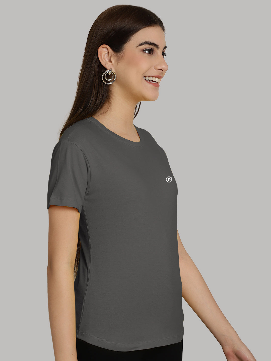 Friskers Solid Women Round Neck Half Sleeves T-Shirt - Friskers