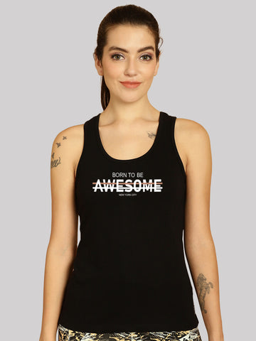 Women Awesome Printed Cotton Slim Fit Tank Top