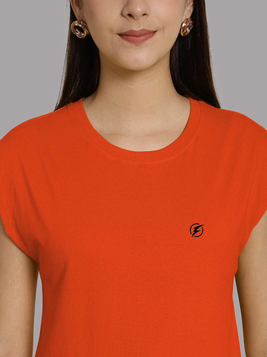 Friskers Solid Women Round Neck Extended Sleeves T-Shirt - Friskers