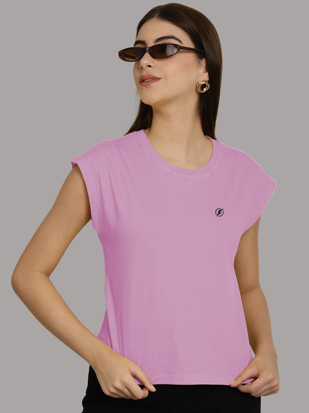 Friskers Solid Women Round Neck Extended Sleeves T-Shirt - Friskers