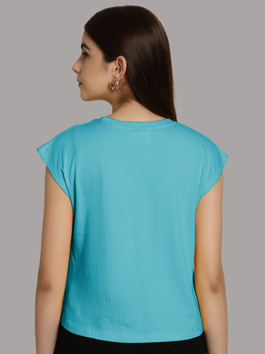 Friskers Solid Women Round Neck Extended Sleeves T-Shirt - Friskers