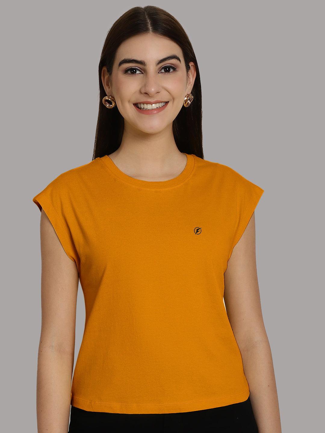 Friskers Solid Women Round Neck Extended Sleeves T-Shirt - Friskers