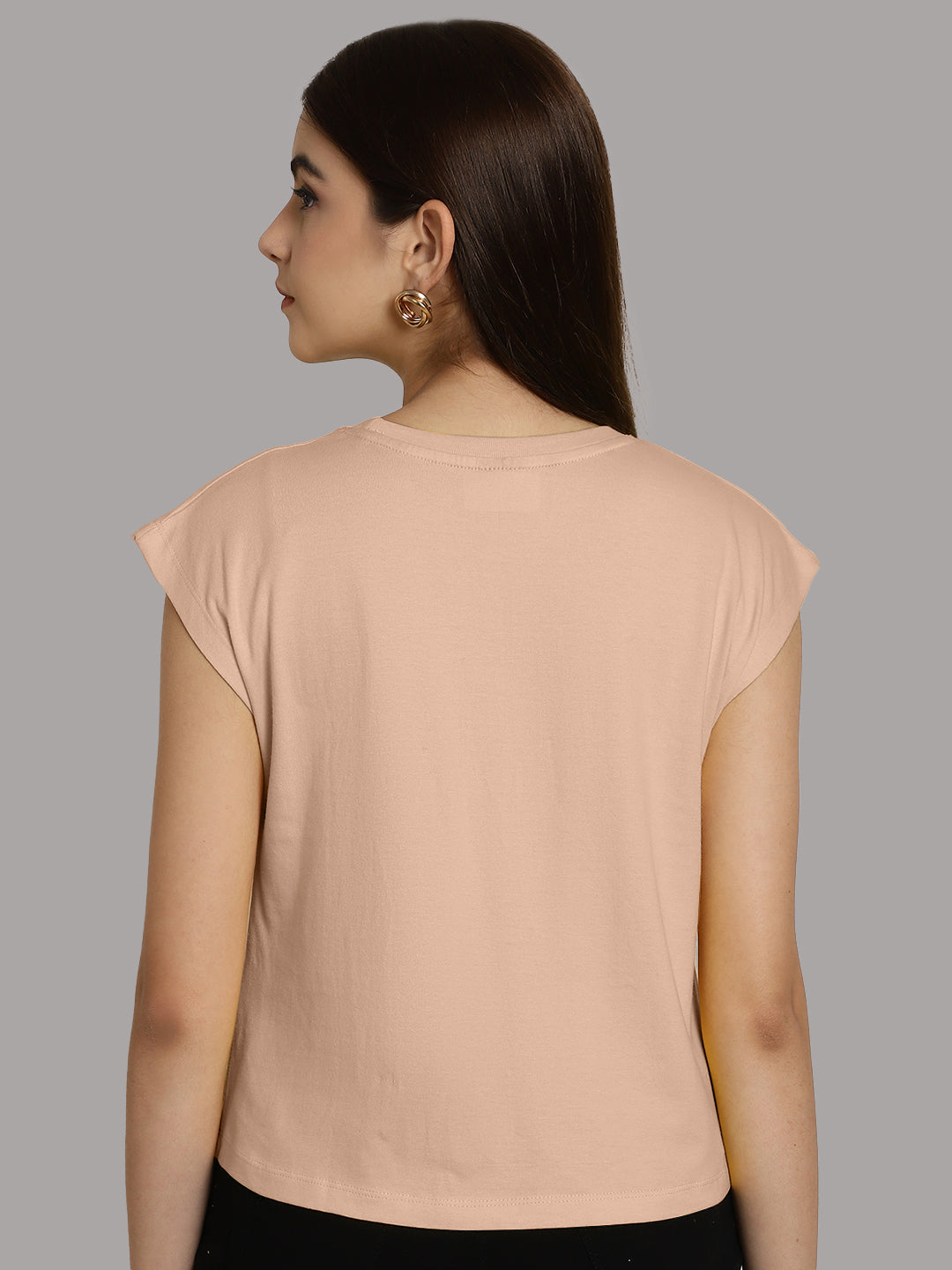 Friskers Solid Women Round Neck Extended Sleeves T-Shirt - Friskers