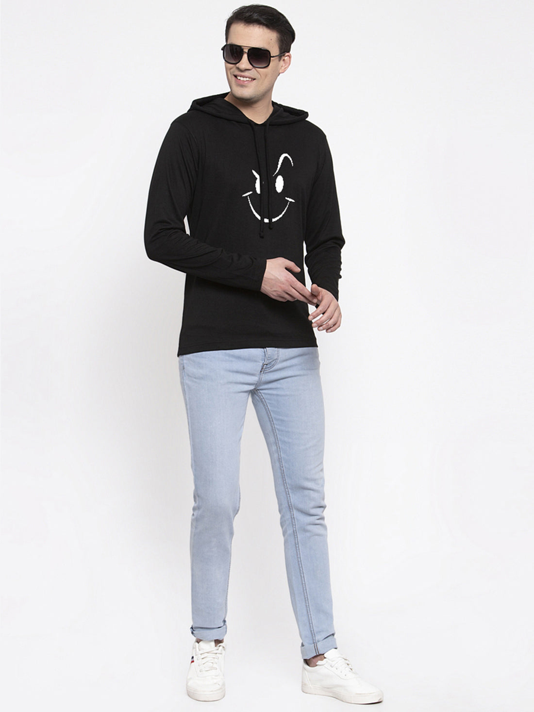 Men's Smiley Full sleeves Hoody T-Shirt - Friskers