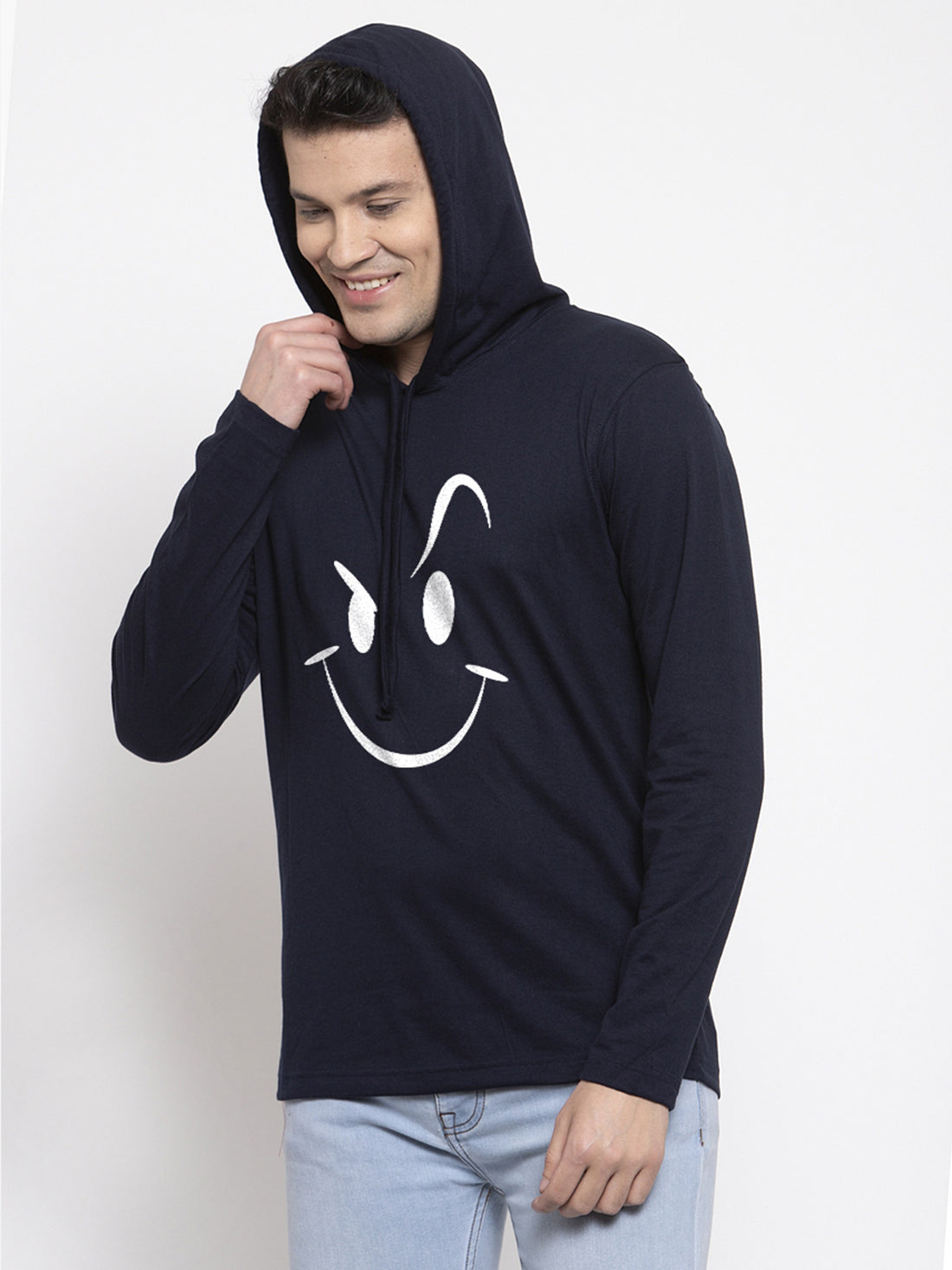 Men's Smiley Full sleeves Hoody T-Shirt - Friskers