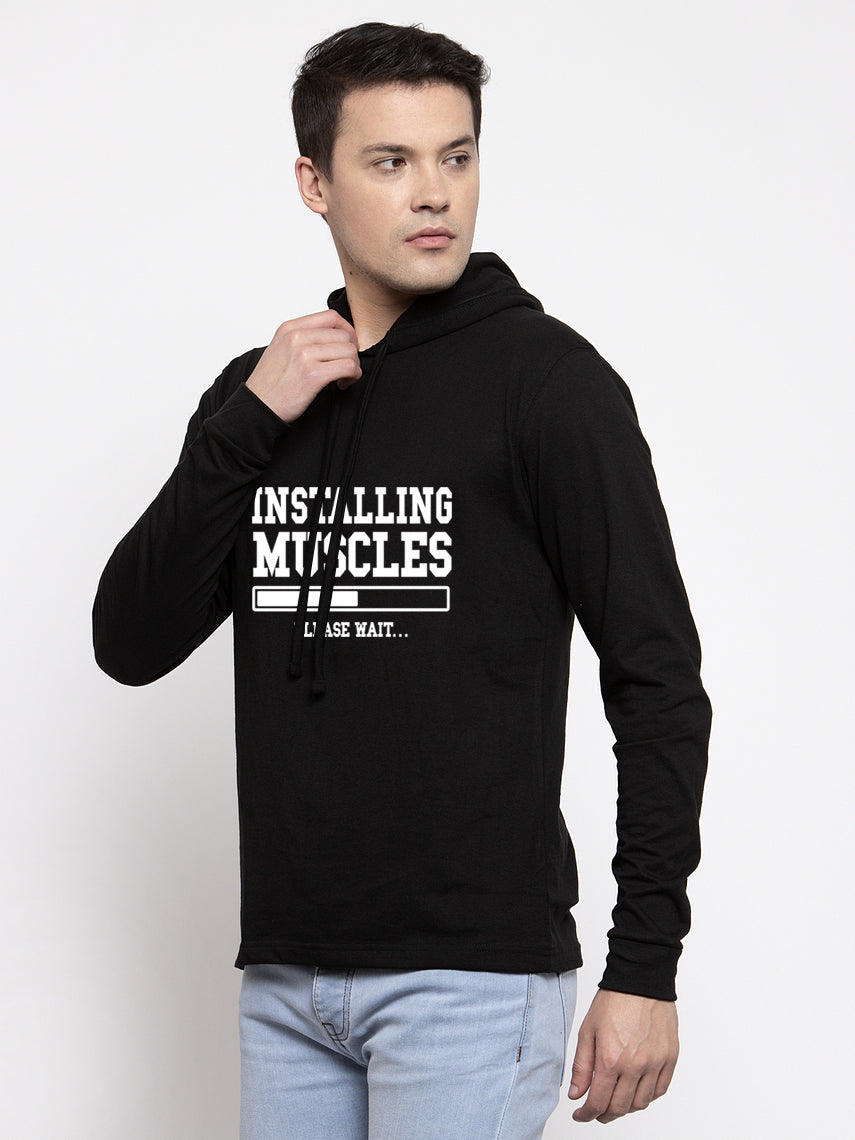 Men's Installing Muscles Full Sleeves Hoody T-Shirt - Friskers
