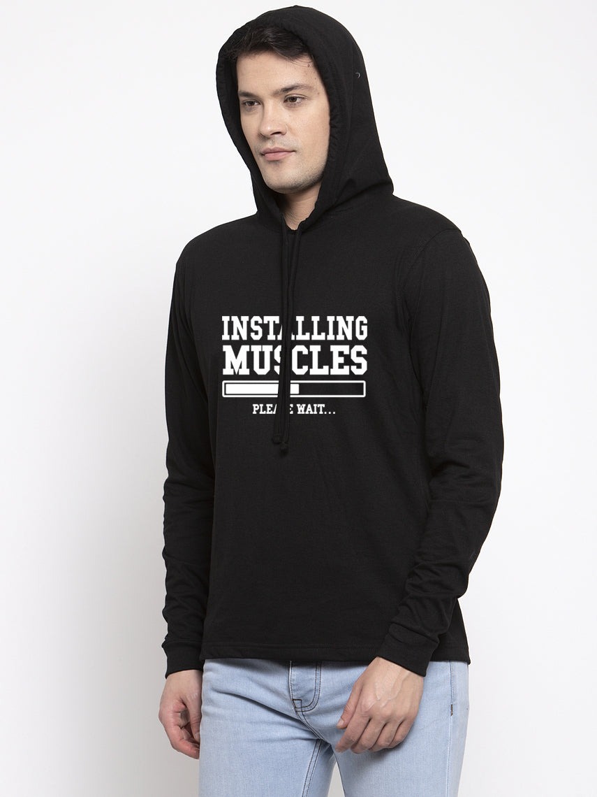Men's Installing Muscles Full Sleeves Hoody T-Shirt - Friskers