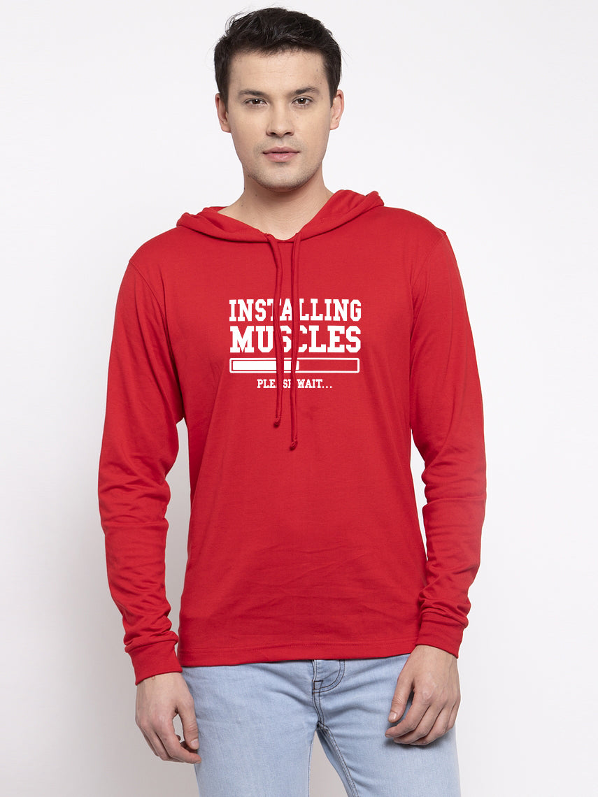 Men's Installing Muscles Full Sleeves Hoody T-Shirt - Friskers