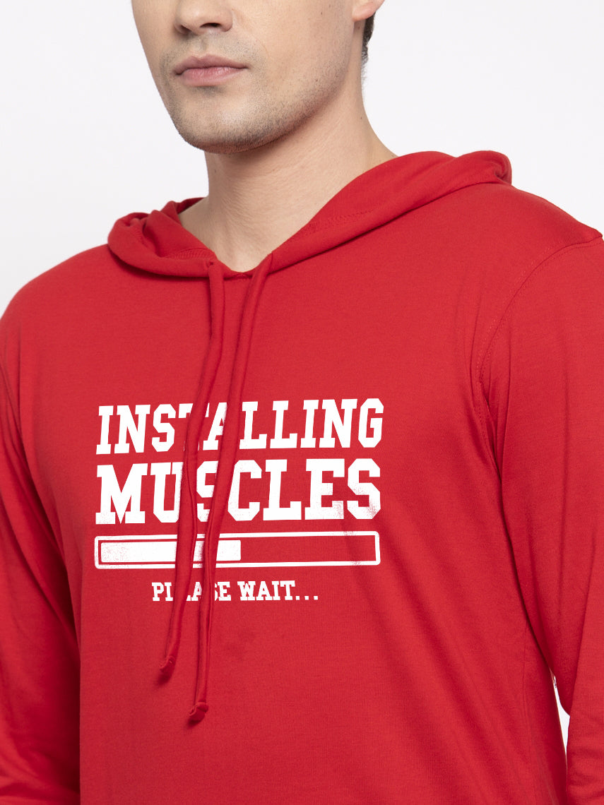 Men's Installing Muscles Full Sleeves Hoody T-Shirt - Friskers
