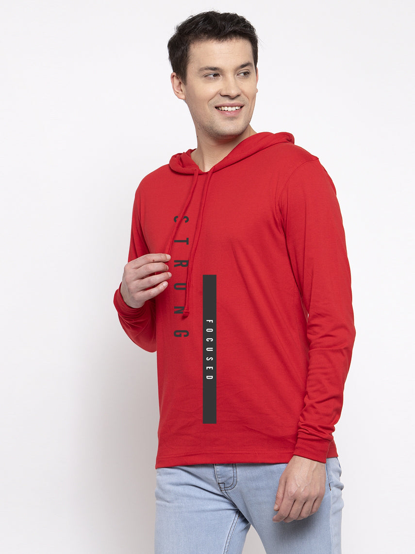 Men's Strong Focused Full Sleeves Hoody T-Shirt - Friskers