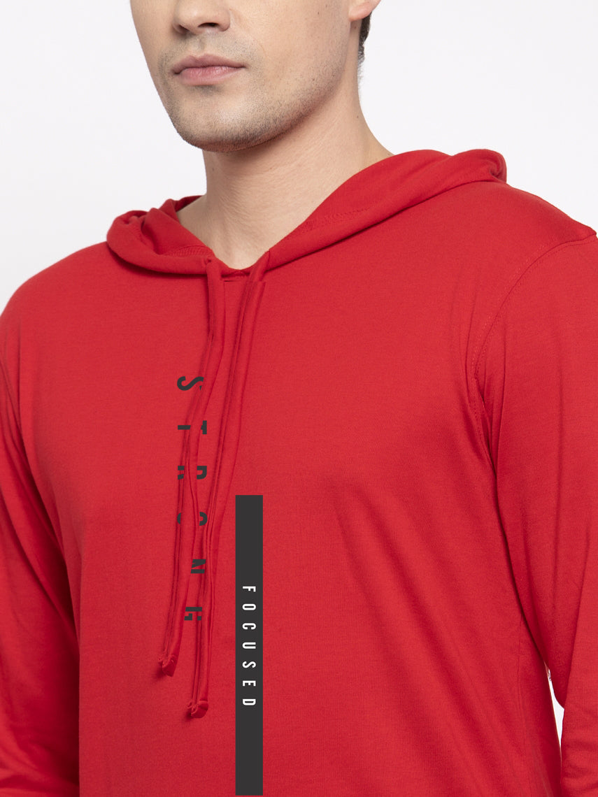 Men's Strong Focused Full Sleeves Hoody T-Shirt - Friskers