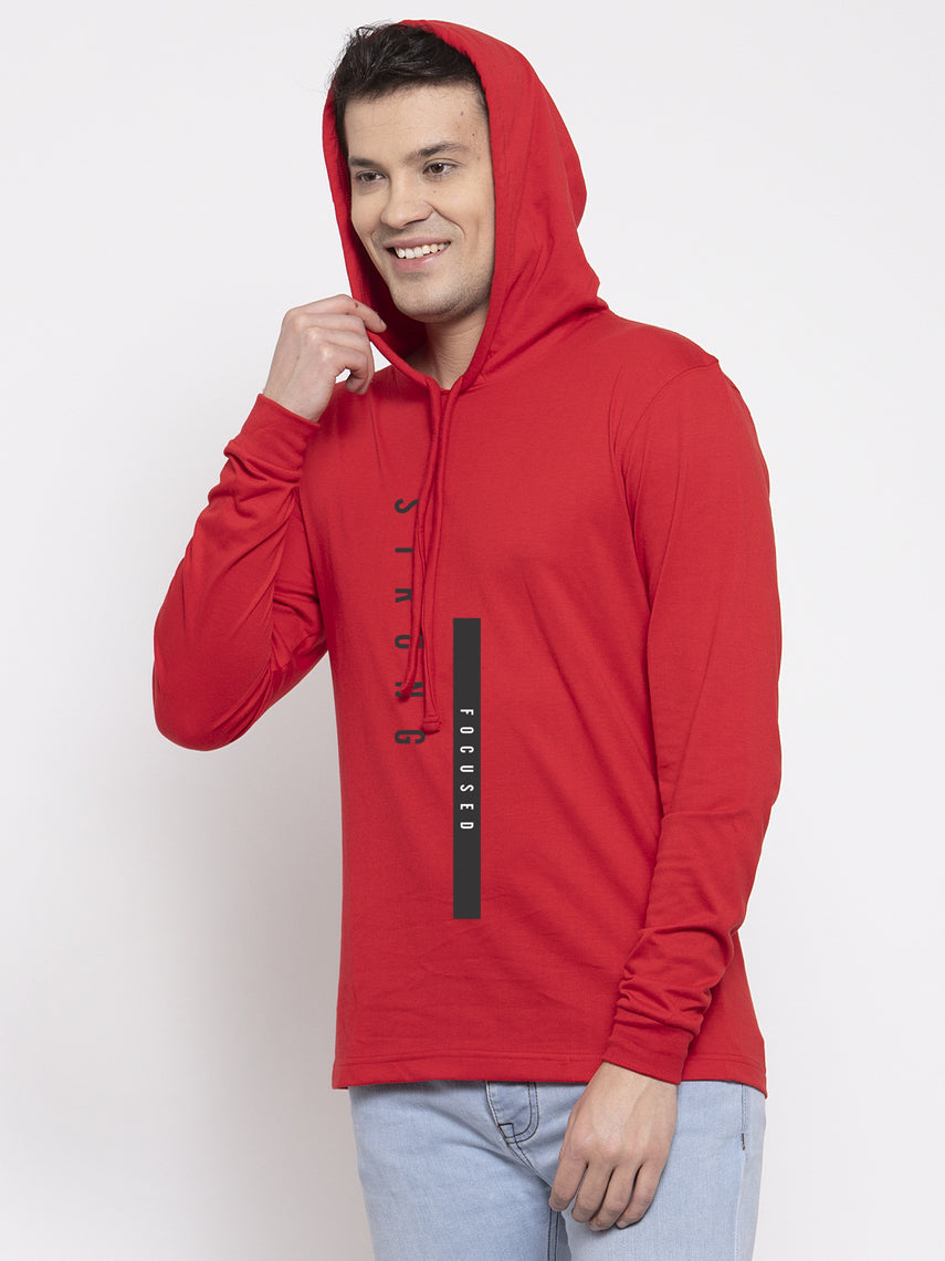 Men's Strong Focused Full Sleeves Hoody T-Shirt - Friskers