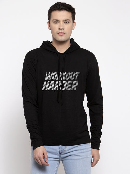 Men's Workout Harder Full Sleeves Hoody T-Shirt